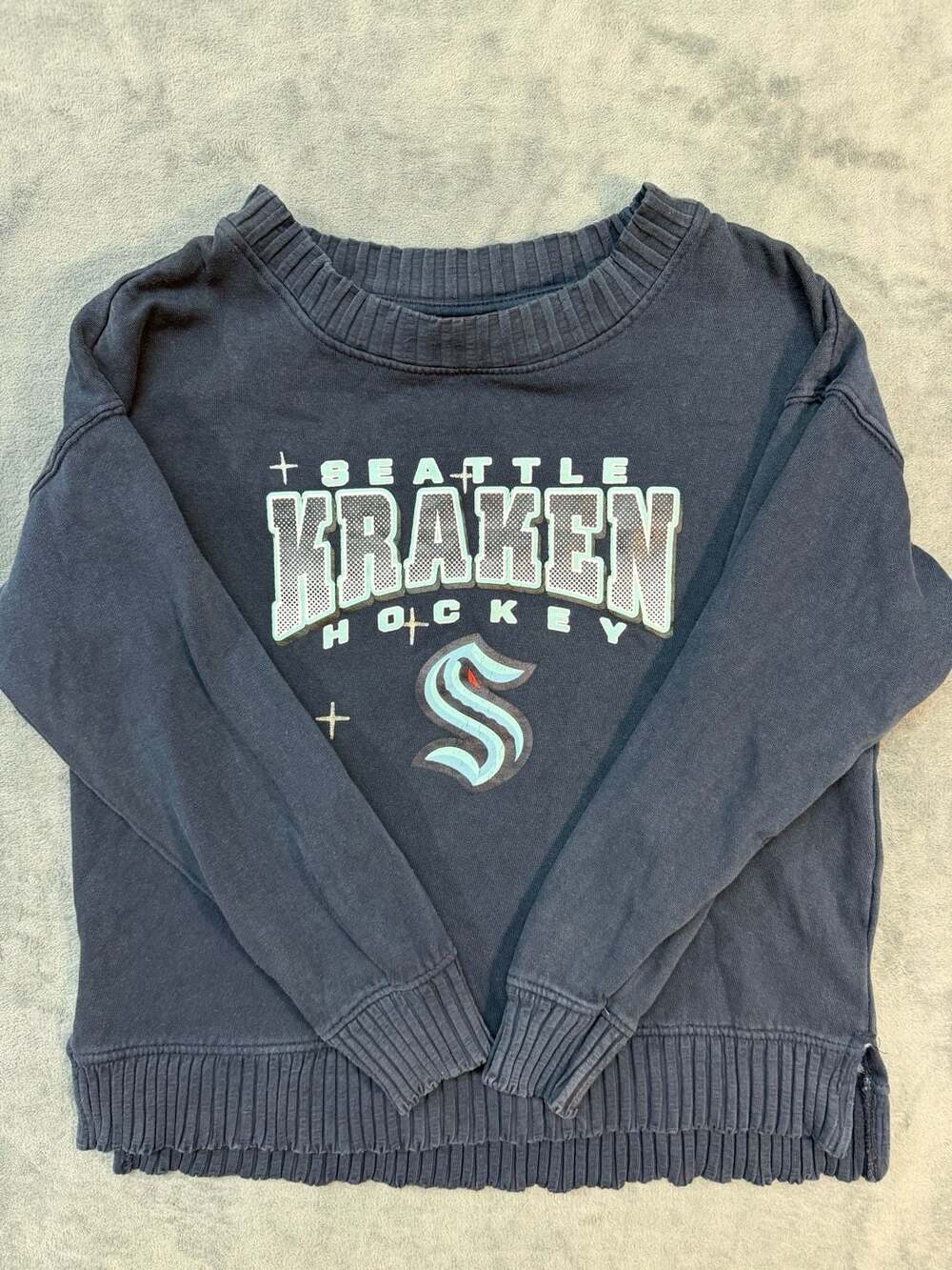 Seattle Kraken Starter Center Squeeze Tri-Blend Fleece Sweatshirt Deep Sea Blue